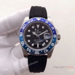 Rolex GMT Master II Replica Watch - Black Rubber Strap SS Blue Ceramic Bezel